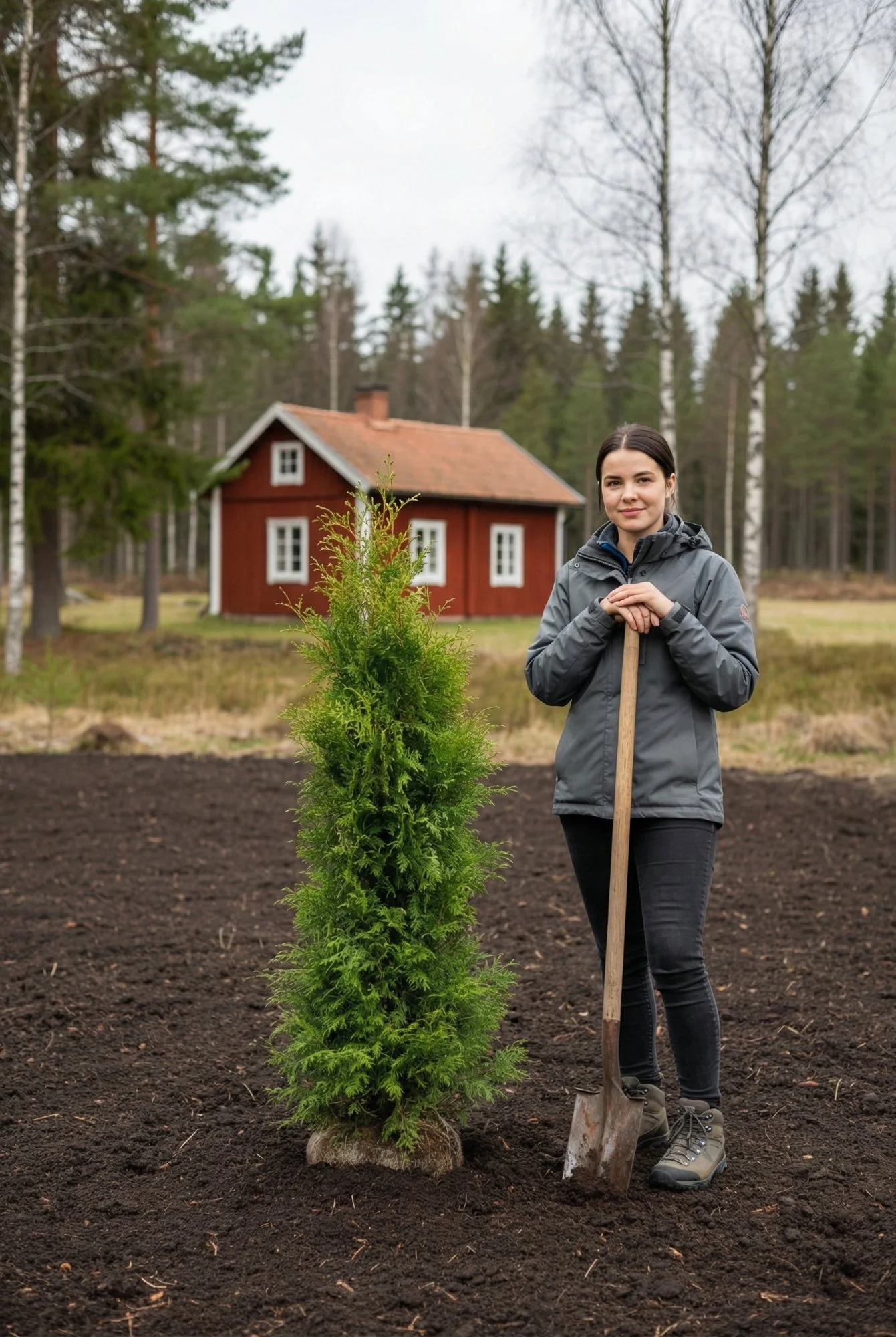 Tuja Brabant hekk Genius Pakke med rotball 120-160cm - Gir umiddelbar innsyn