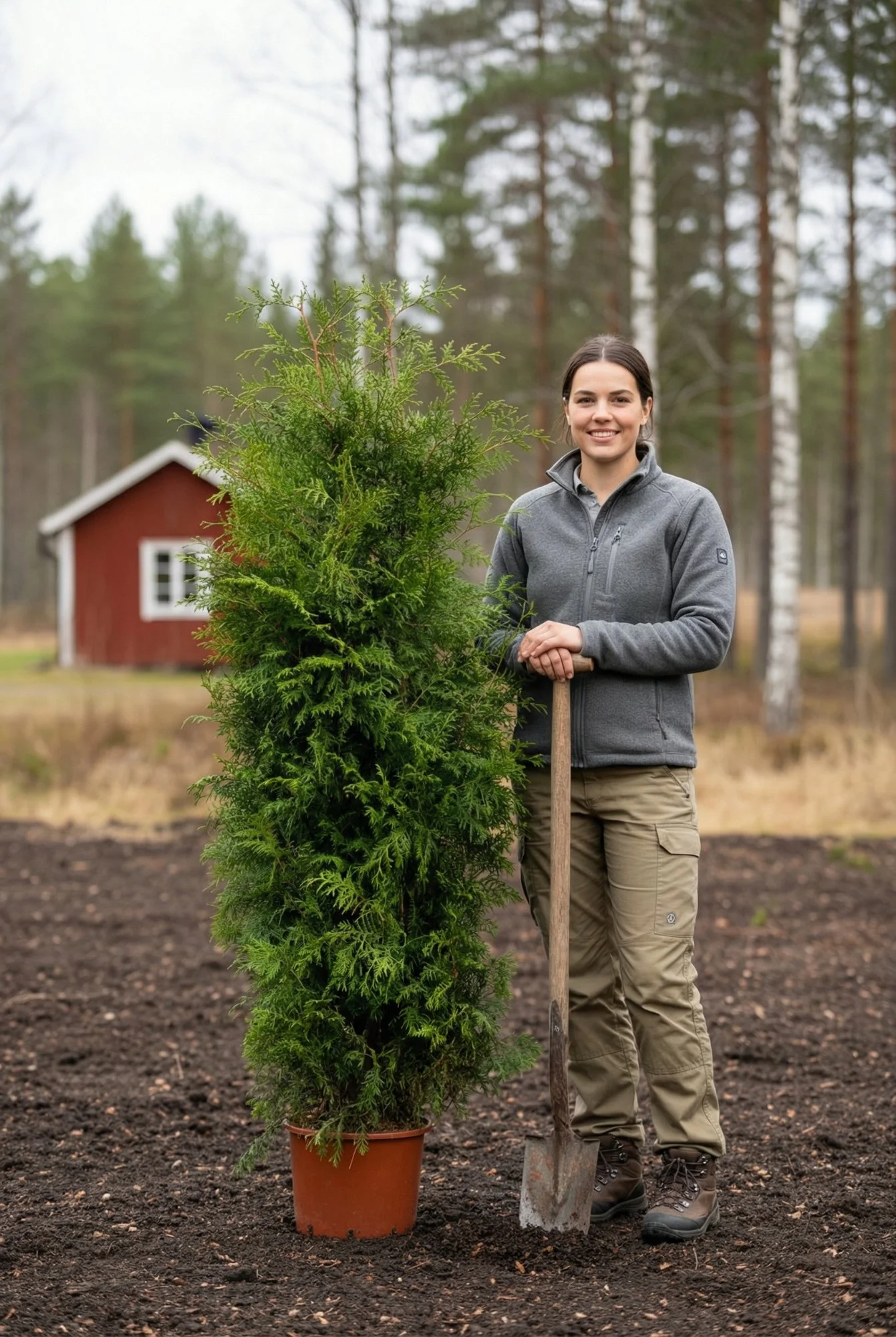 Tuja Brabant hekk Genius Pakke i potte 120-160cm - Gir umiddelbar innsyn