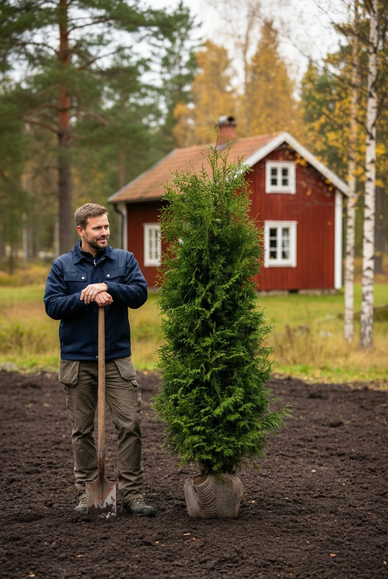 Tuja Brabant hekk Genius Pakke med rotball 160-200cm - Gir umiddelbar innsyn
