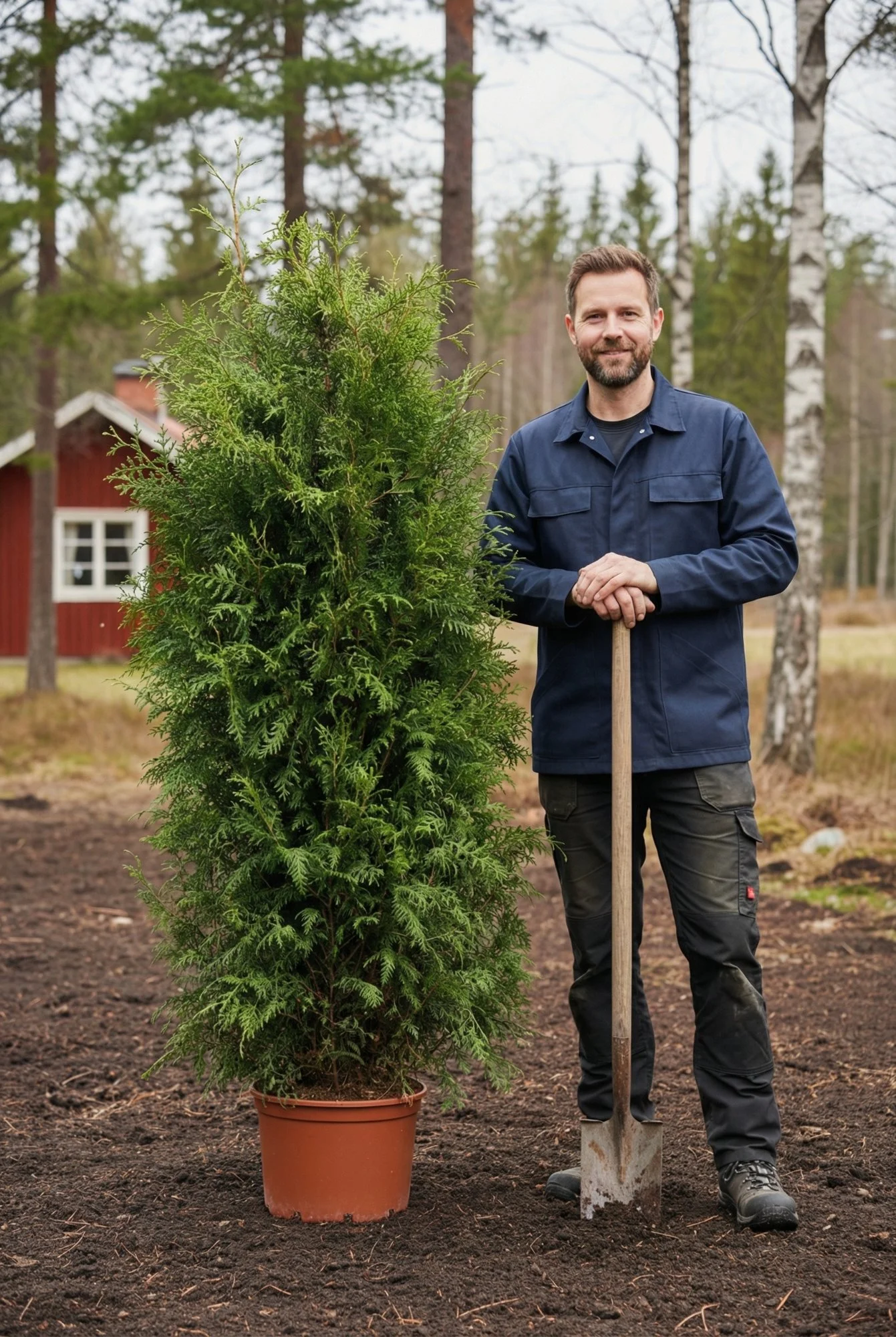 Tuja Brabant hekk Genius Pakke i potte 160-200cm - Gir umiddelbar innsyn