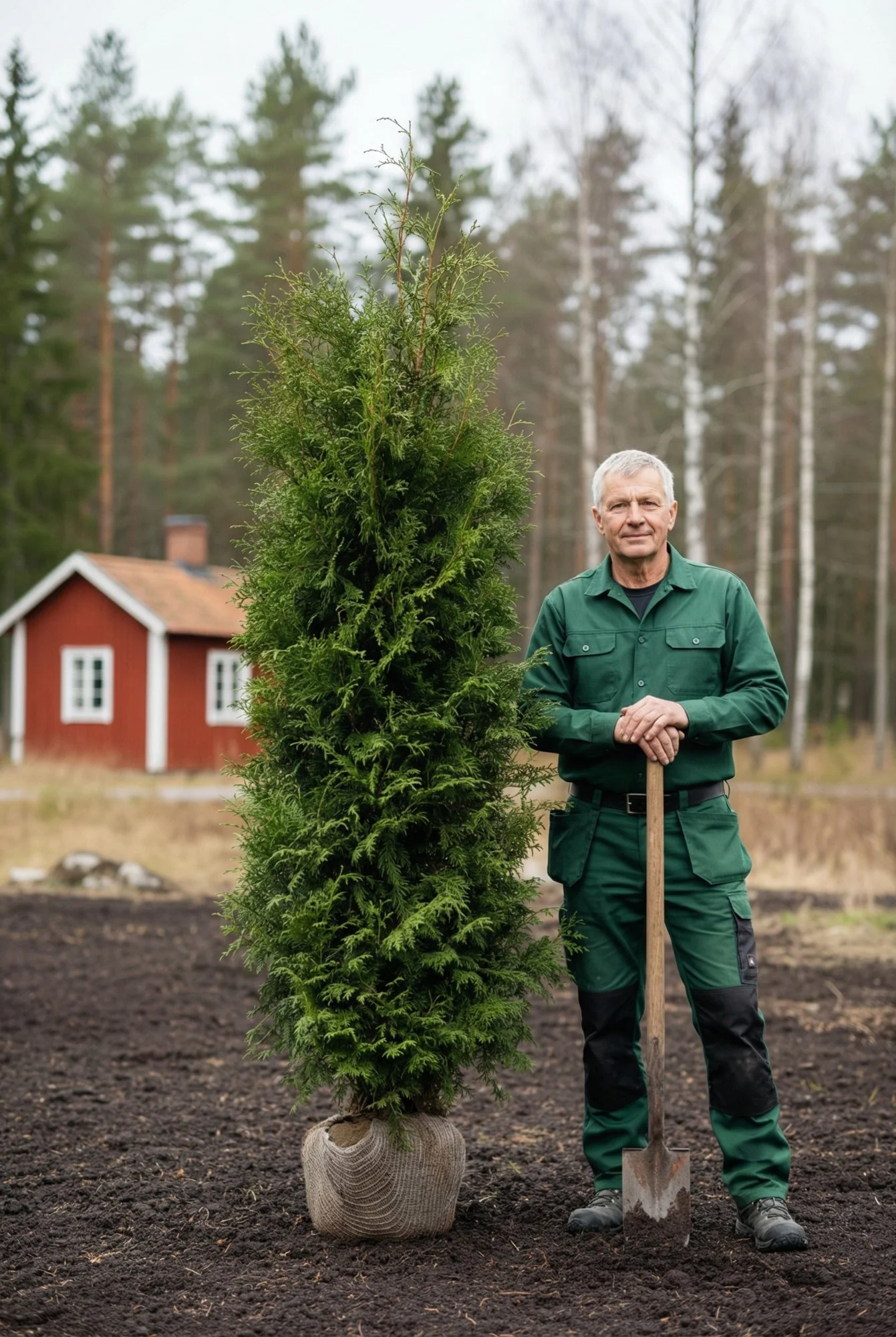 Tuja Brabant hekk Genius Pakke med rotball 200-240cm - Gir umiddelbar innsyn