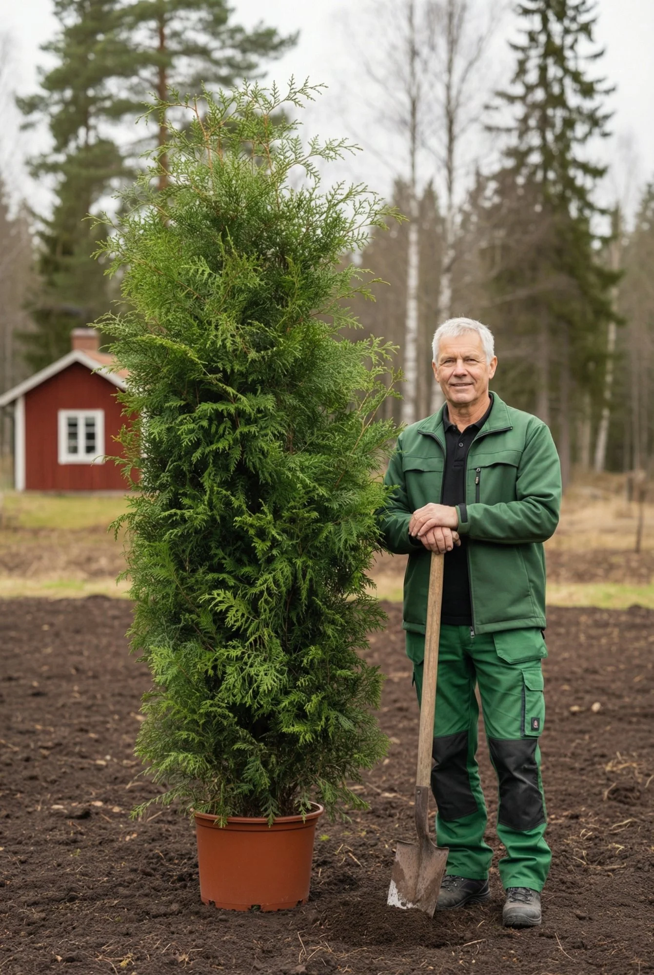 Tuja Brabant hekk Genius Pakke i potte 200-240cm - Gir umiddelbar innsyn