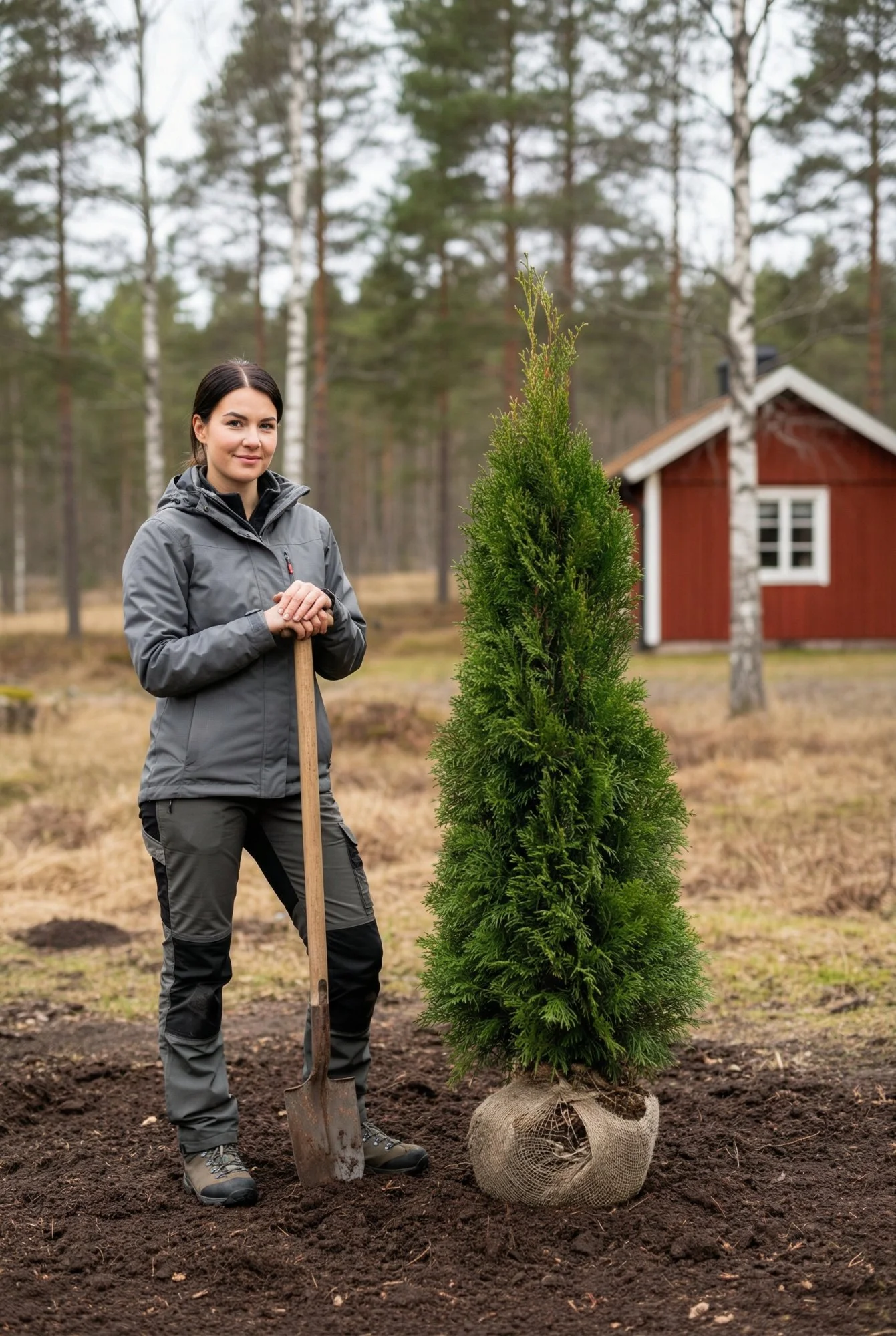 Tuja Smaragd hekk Genius Pakke med rotball 120-160cm - Gir umiddelbar innsyn