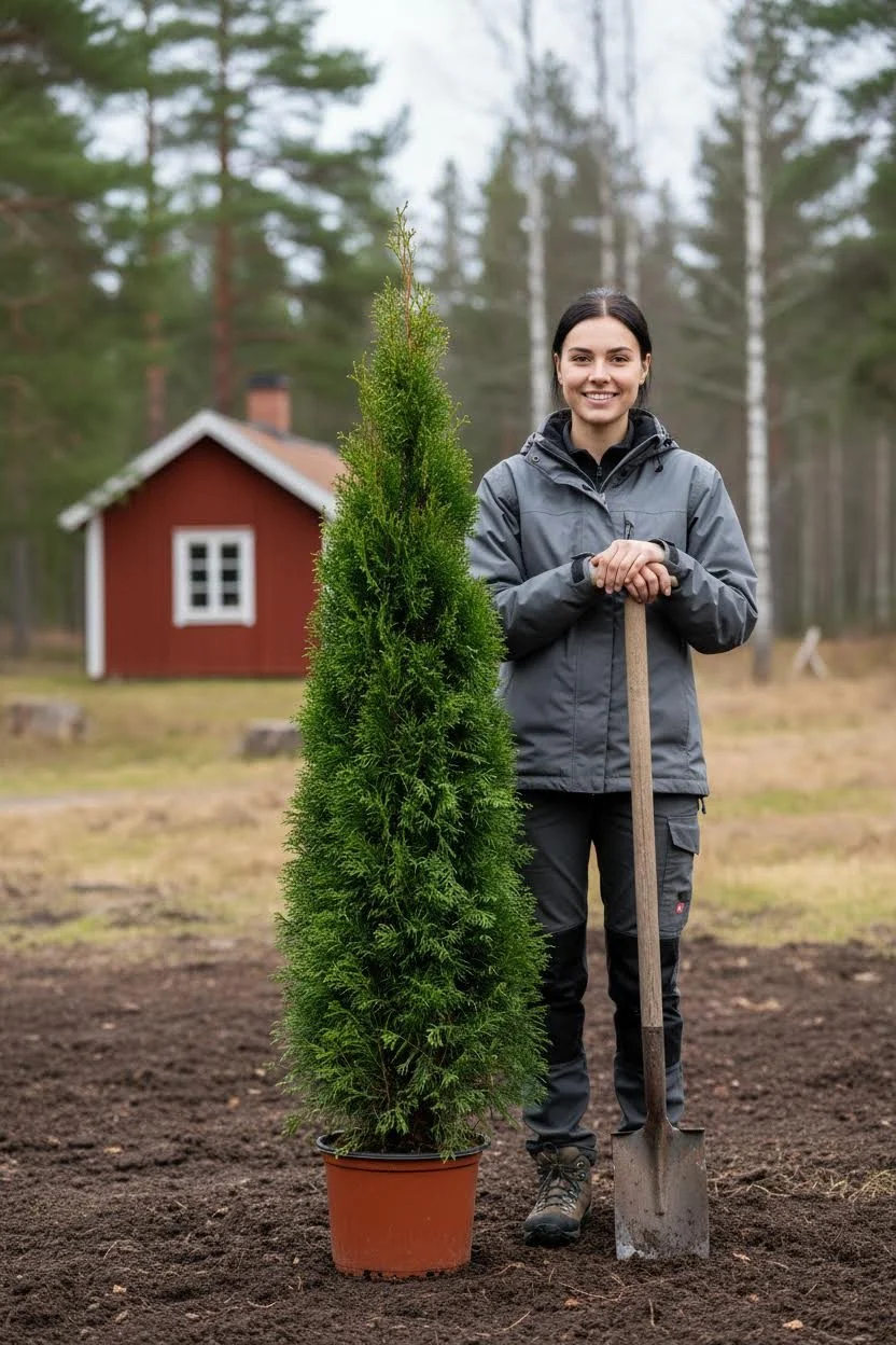 Tuja Smaragd hekk Genius Pakke i potte 120-160cm - Gir umiddelbar innsyn