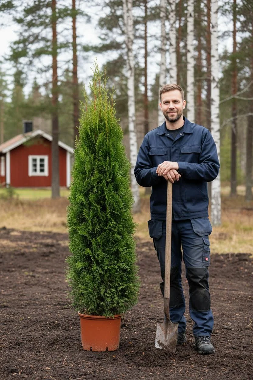 Tuja Smaragd hekk Genius Pakke i potte 160-200cm - Gir umiddelbar innsyn