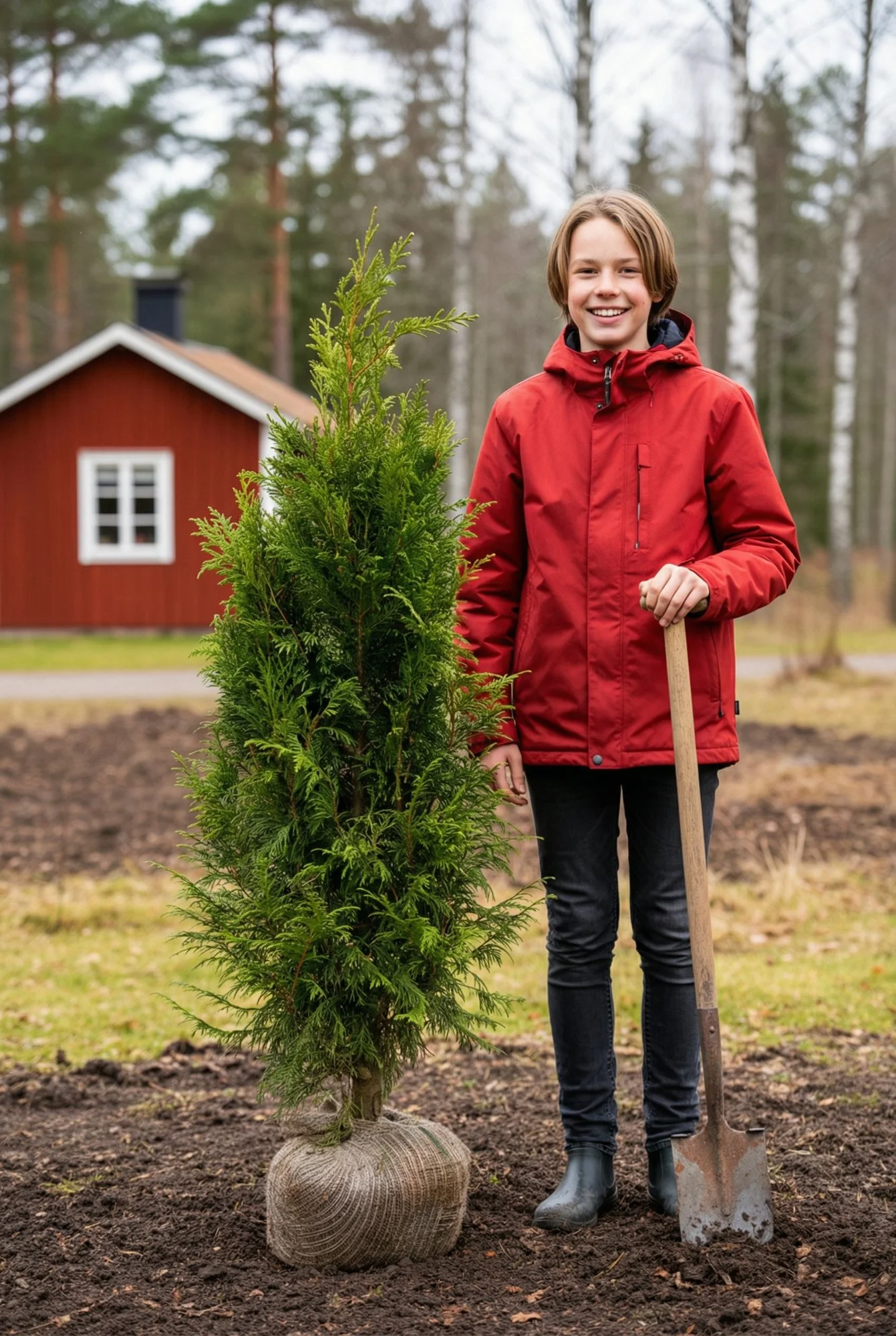 Kjempetuja hekk Genius Pakke med rotball 100-140cm - Gir umiddelbar innsyn