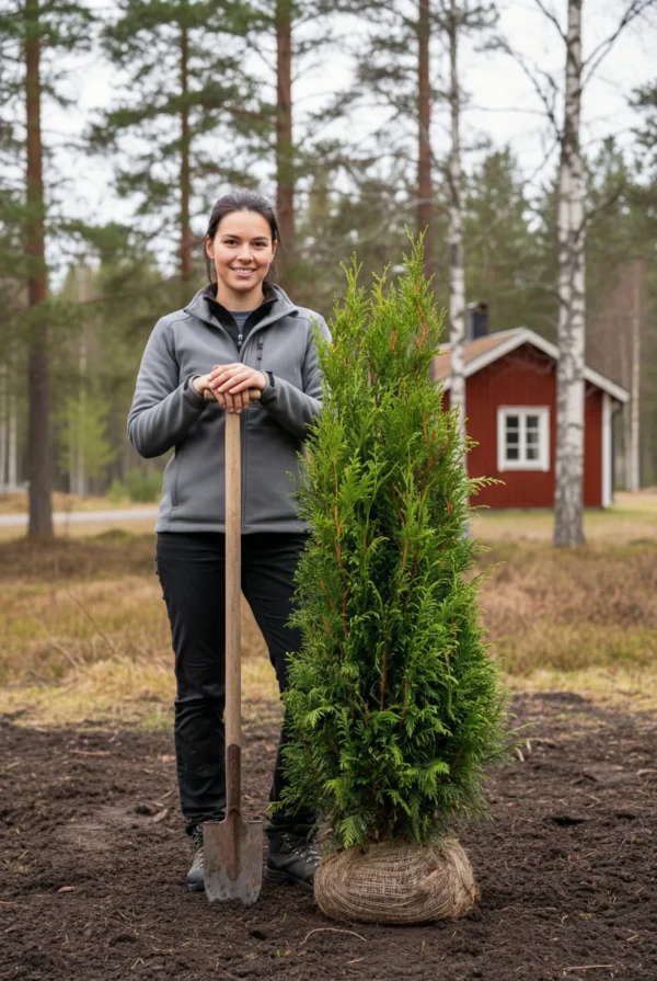 Kjempetuja hekk Genius Pakke med rotball 140-180cm - Gir umiddelbar innsyn
