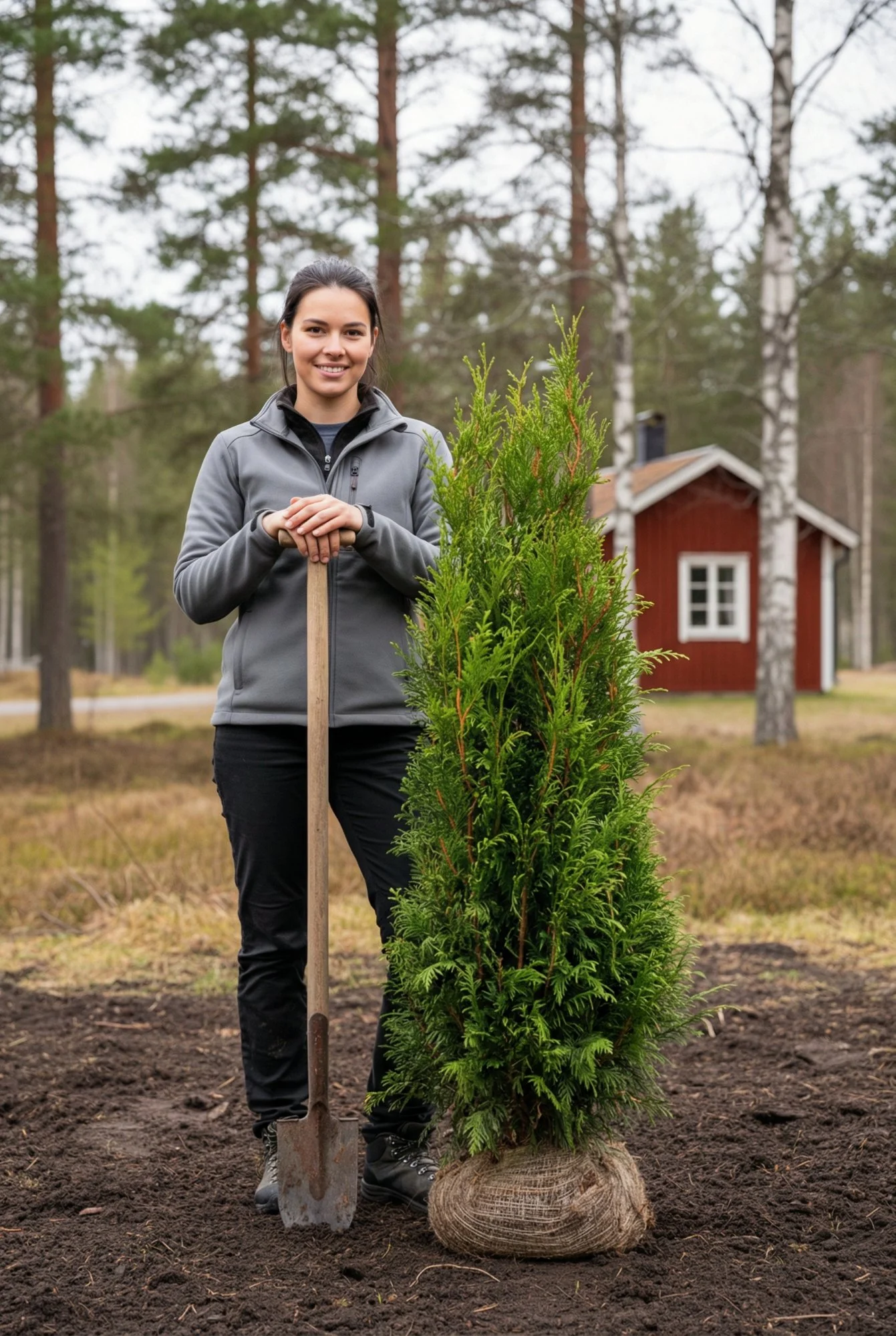Kjempetuja hekk Genius Pakke med rotball 140-180cm - Gir umiddelbar innsyn
