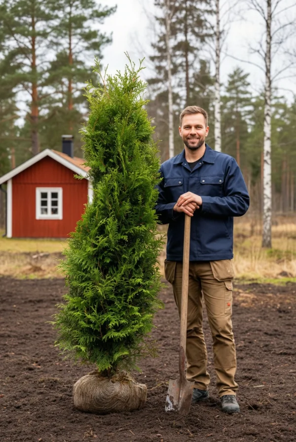 Kjempetuja hekk Genius Pakke med rotball 180-220cm - Gir umiddelbar innsyn