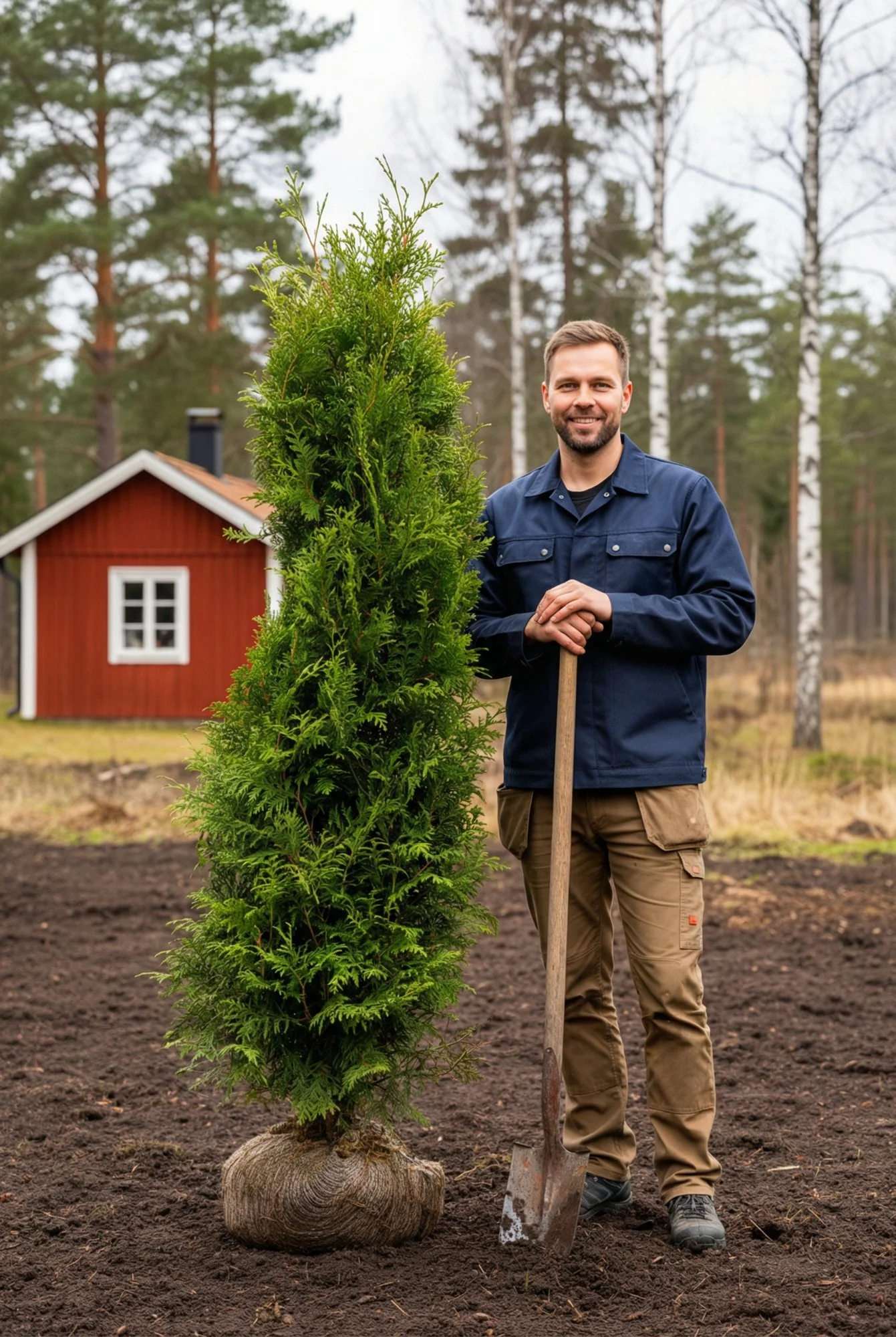 Kjempetuja hekk Genius Pakke med rotball 180-220cm - Gir umiddelbar innsyn